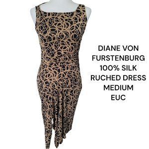 Diane Von Furstenberg Black and Tan Asymmetrical Dress